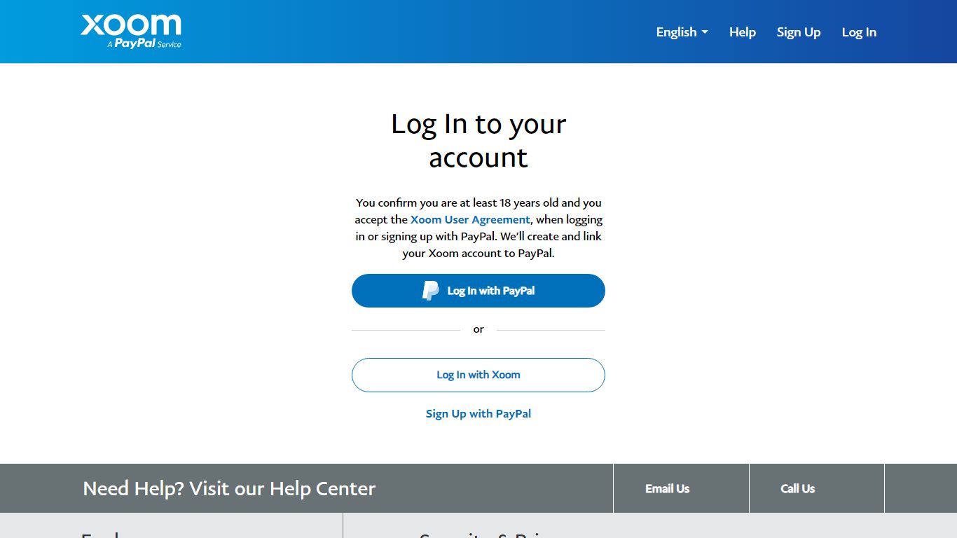 Sign In | Xoom, a PayPal Service